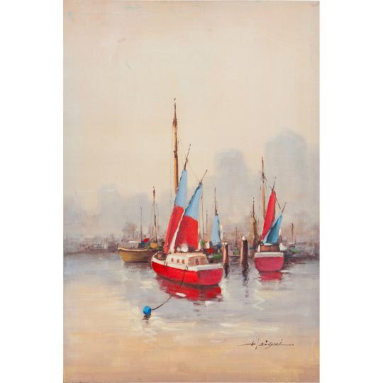 plachetnicovy primorsky obraz dekoracia lodj Balaton spalna obyvacka obraz na stene olejomalba provence more letny dom.jpg